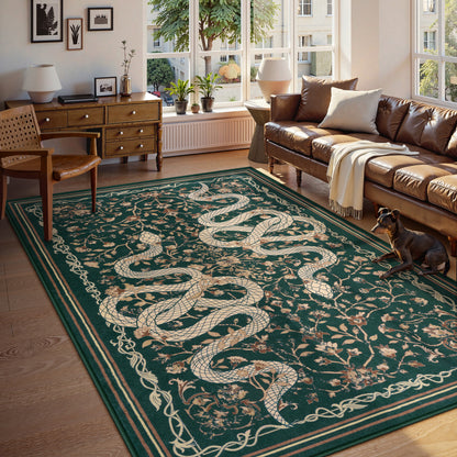 Moynesa Washable Area Rug - Snake Rug for Living Room, Non-Slip Soft Bedroom Rugs, Low Pile Indoor Carpet for Dining Room Home Office