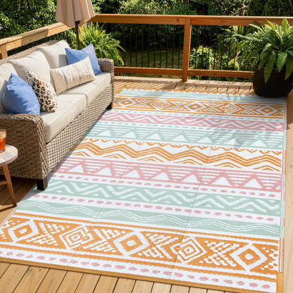 Moynesa Outdoor Rug Waterproof, Lightweight Plastic Straw Rug for Camping RV, Reversible Outside Carpet for Patio Deck Porch Balcony Picnic Tent