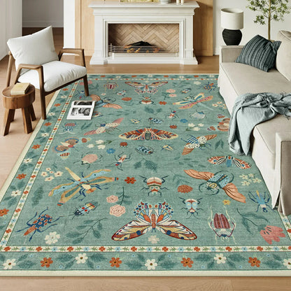 Moynesa Insect Area Rugs Washable Rug for Living Room Soft Natural Bedroom Rug Bug Accent Carpet for Dining Room Nursery Office Stain Resistant Non Slip