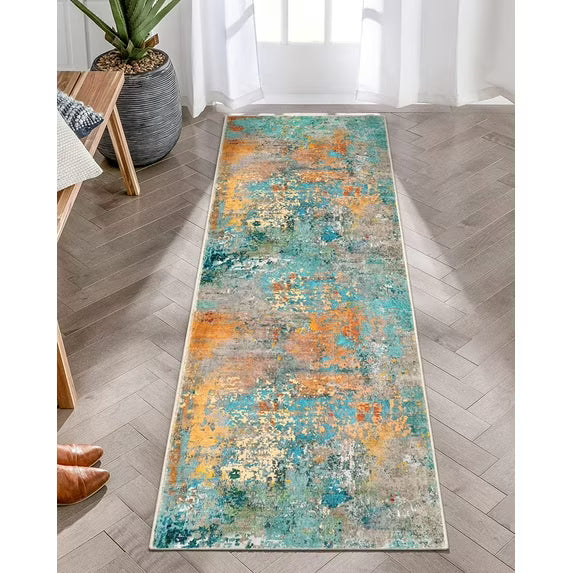 Moynesa Modern Abstract Round Rug,Gray Kitchen Rugs Soft Bedroom Circle Rugs Washable Living Room Mat, Contemporary Large Indoor Office Carpet for Mudroom Kitchen Apartment Basement