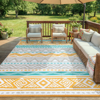 Moynesa Outdoor Rug Waterproof, Lightweight Plastic Straw Rug for Camping RV, Reversible Outside Carpet for Patio Deck Porch Balcony Picnic Tent