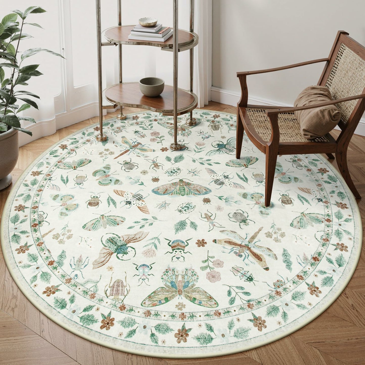 Moynesa Insect Area Rugs Washable Rug for Living Room Soft Natural Bedroom Rug Bug Accent Carpet for Dining Room Nursery Office Stain Resistant Non Slip