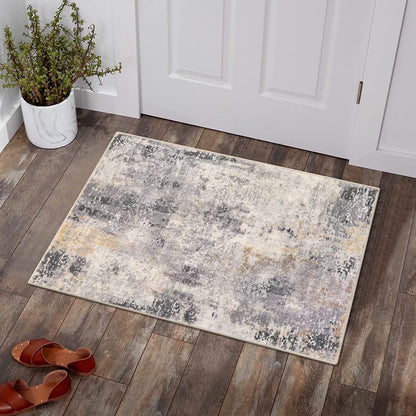 Moynesa Modern Abstract Round Rug,Gray Kitchen Rugs Soft Bedroom Circle Rugs Washable Living Room Mat, Contemporary Large Indoor Office Carpet for Mudroom Kitchen Apartment Basement