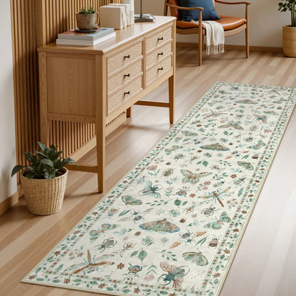 Moynesa Insect Area Rugs Washable Rug for Living Room Soft Natural Bedroom Rug Bug Accent Carpet for Dining Room Nursery Office Stain Resistant Non Slip