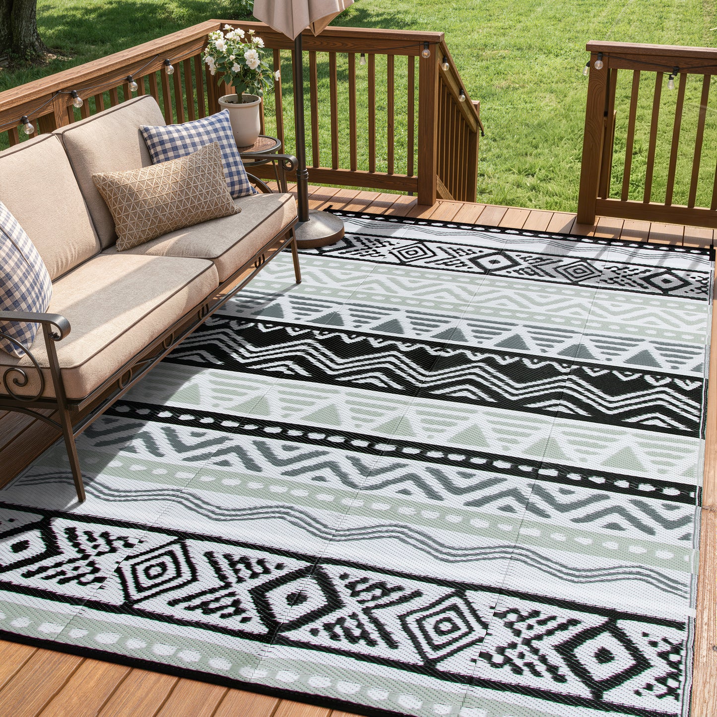 Moynesa Outdoor Rug Waterproof, Lightweight Plastic Straw Rug for Camping RV, Reversible Outside Carpet for Patio Deck Porch Balcony Picnic Tent