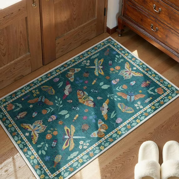 Moynesa Insect Print Washable Area Rugs, Soft Rugs for Living Room Ultra-Thin Non-Shedding Modern Bedroom Rug, Stain Resistant Throw Rug Large Carpet for Dining Room