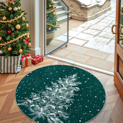 Lahome Christmas Round Rug Area Rug Red Christmas Tree Rug Washable Rug Indoor Carpet Decorative Circle Rug Round Non Slip Soft Rug Holiday Decor for Kitchen Bedroom Nursery
