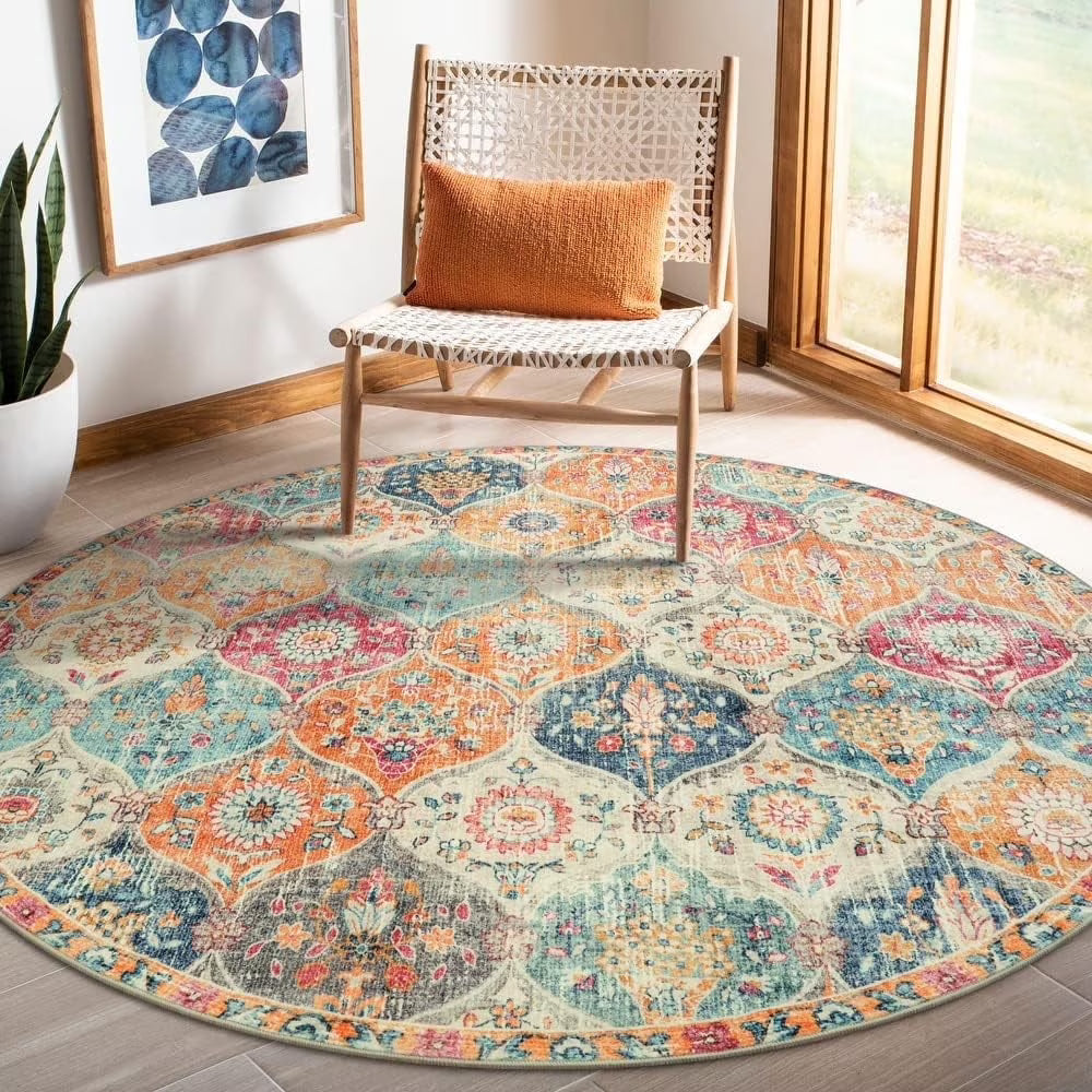 Moynesa Area Rug for Living Room Indoor Non-Slip Moroccan Trellis Washable Mat Large Oriental Accent Throw Rug for Kitchen Entryway Bathroom Bedroom Office Carpet