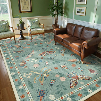 Moynesa Insect Area Rugs Washable Rug for Living Room Soft Natural Bedroom Rug Bug Accent Carpet for Dining Room Nursery Office Stain Resistant Non Slip