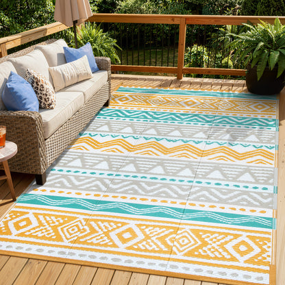 Moynesa Outdoor Rug Waterproof, Lightweight Plastic Straw Rug for Camping RV, Reversible Outside Carpet for Patio Deck Porch Balcony Picnic Tent