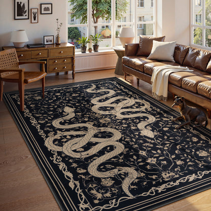 Moynesa Washable Area Rug - Snake Rug for Living Room, Non-Slip Soft Bedroom Rugs, Low Pile Indoor Carpet for Dining Room Home Office