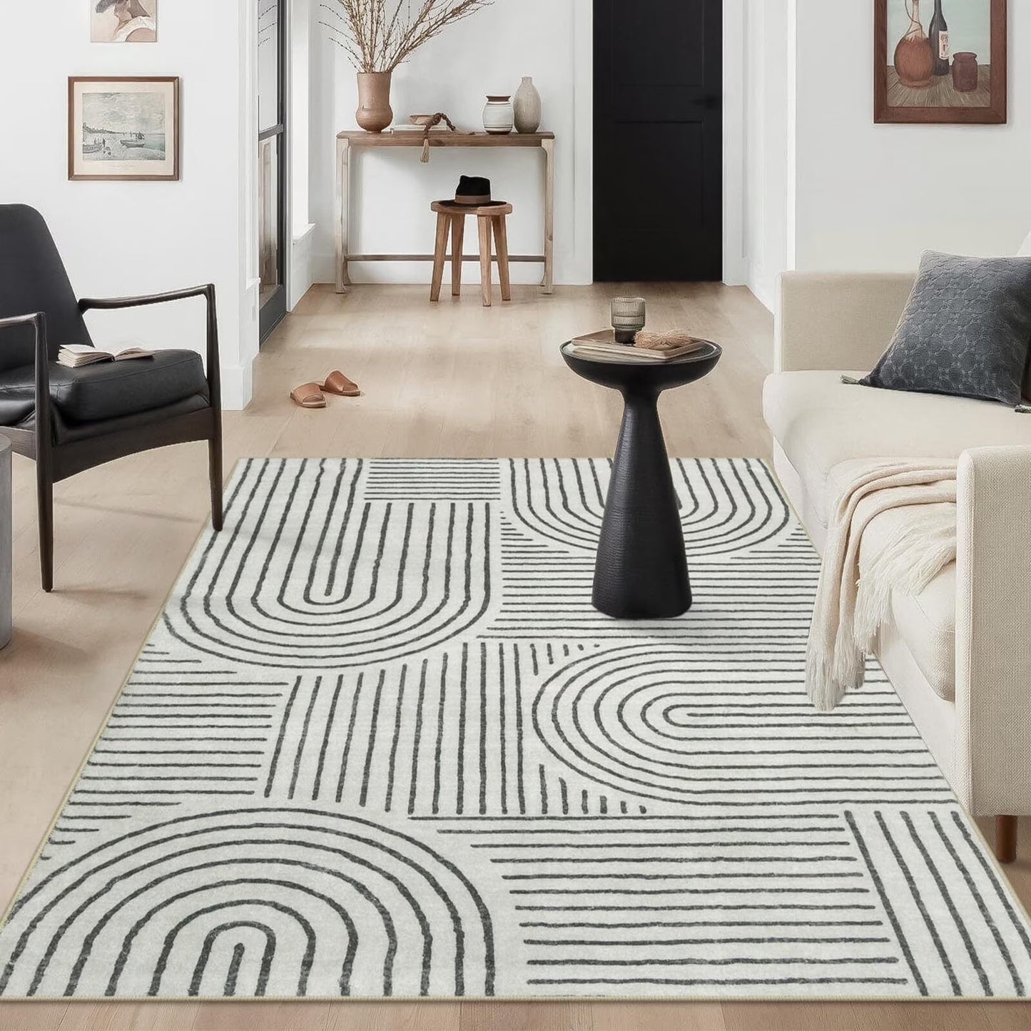 Moynesa Abstract Area Rugs for Living Room, Ultra-Thin Soft Washable Rug Non-Slip Modern Bedroom Rug Indoor Large Throw Carpet for Dining Room Office Dorm Playroom