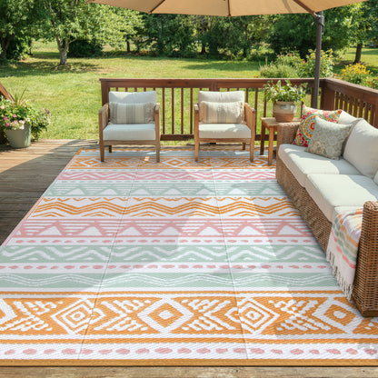 Moynesa Outdoor Rug Waterproof, Lightweight Plastic Straw Rug for Camping RV, Reversible Outside Carpet for Patio Deck Porch Balcony Picnic Tent