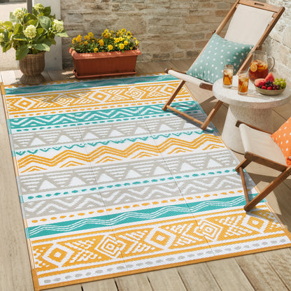 Moynesa Outdoor Rug Waterproof, Lightweight Plastic Straw Rug for Camping RV, Reversible Outside Carpet for Patio Deck Porch Balcony Picnic Tent