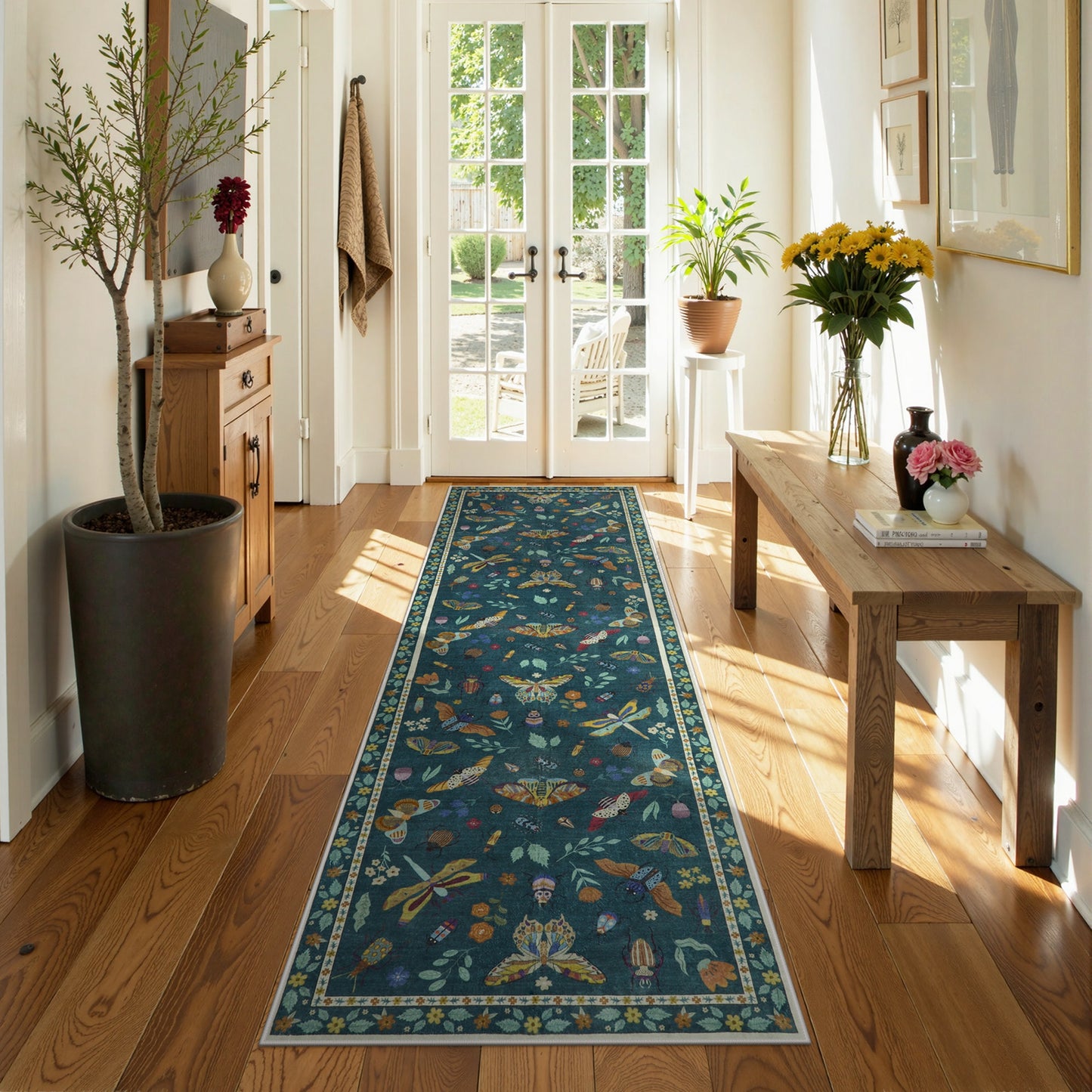 Moynesa Insect Area Rugs Washable Rug for Living Room Soft Natural Bedroom Rug Bug Accent Carpet for Dining Room Nursery Office Stain Resistant Non Slip