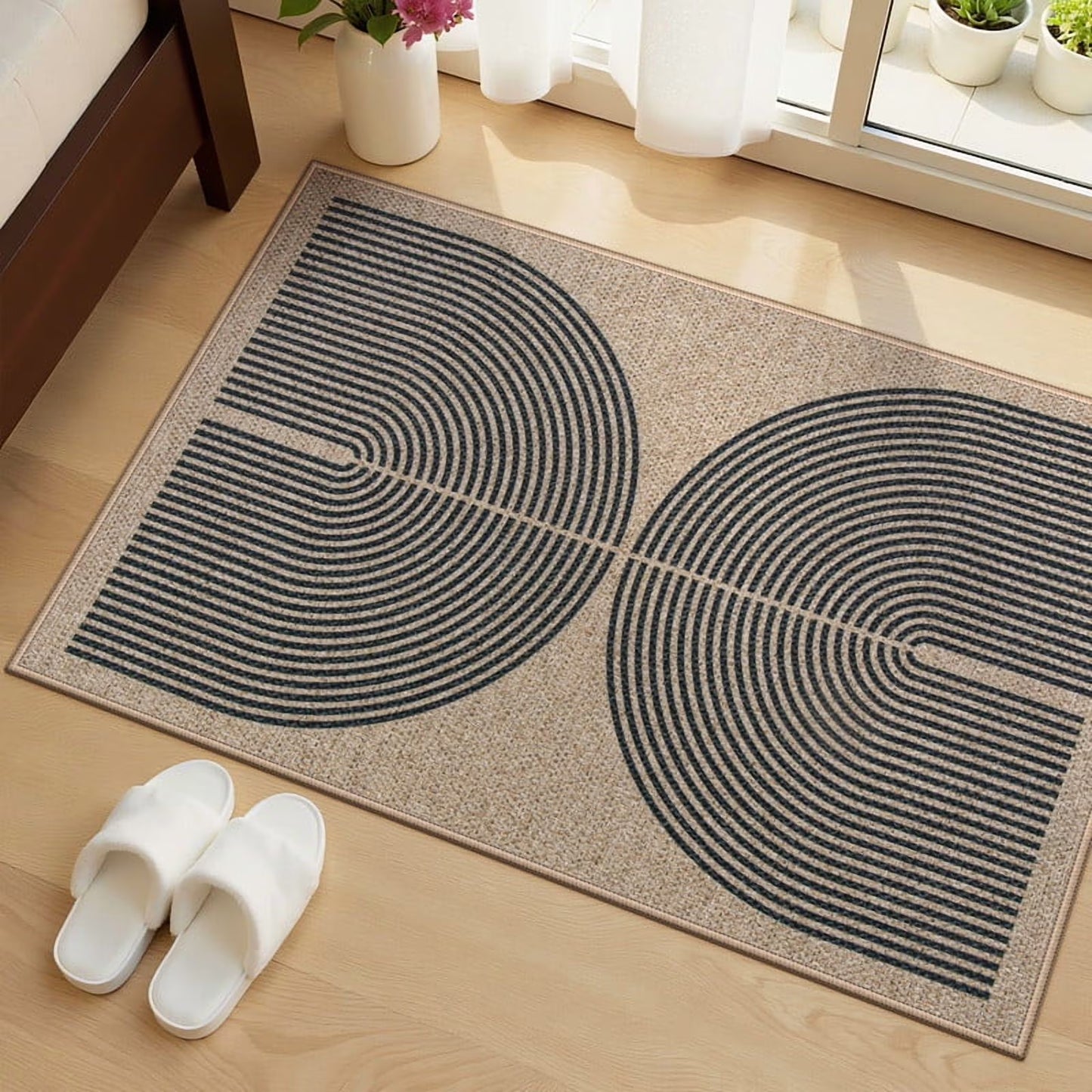 RUG ROBOT Modern Rainbow Easy Jute Rug, Patio Rug Washable Rugs for Entryway Farmhouse Area Rug, Non Slip Indoor Door Mat Contemporary Throw Rug for Laundry Guestroom Room Patio Decor