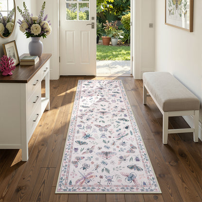 Moynesa Insect Area Rugs Washable Rug for Living Room Soft Natural Bedroom Rug Bug Accent Carpet for Dining Room Nursery Office Stain Resistant Non Slip