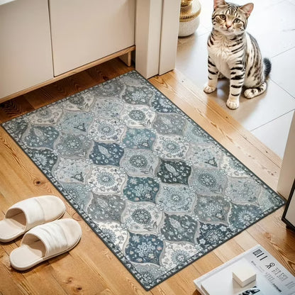 Moynesa Area Rug for Living Room Indoor Non-Slip Moroccan Trellis Washable Mat Large Oriental Accent Throw Rug for Kitchen Entryway Bathroom Bedroom Office Carpet