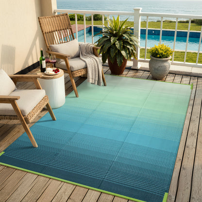 SUNDEREY Outdoor Rug, Waterproof Reversible Plastic Straw Mat for Patio, RV & Camping - Lightweight Carpet for Deck, Balcony & Backyard