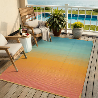 SUNDEREY Outdoor Rug, Waterproof Reversible Plastic Straw Mat for Patio, RV & Camping - Lightweight Carpet for Deck, Balcony & Backyard