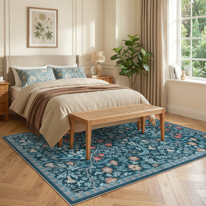 Lahome Washable Area Rug, Floral Rugs for Living Room, Non-Slip Soft Ultra Thin Boho Carpet for Bedroom Dining Room Under Table, Botanical Home Office Decor
