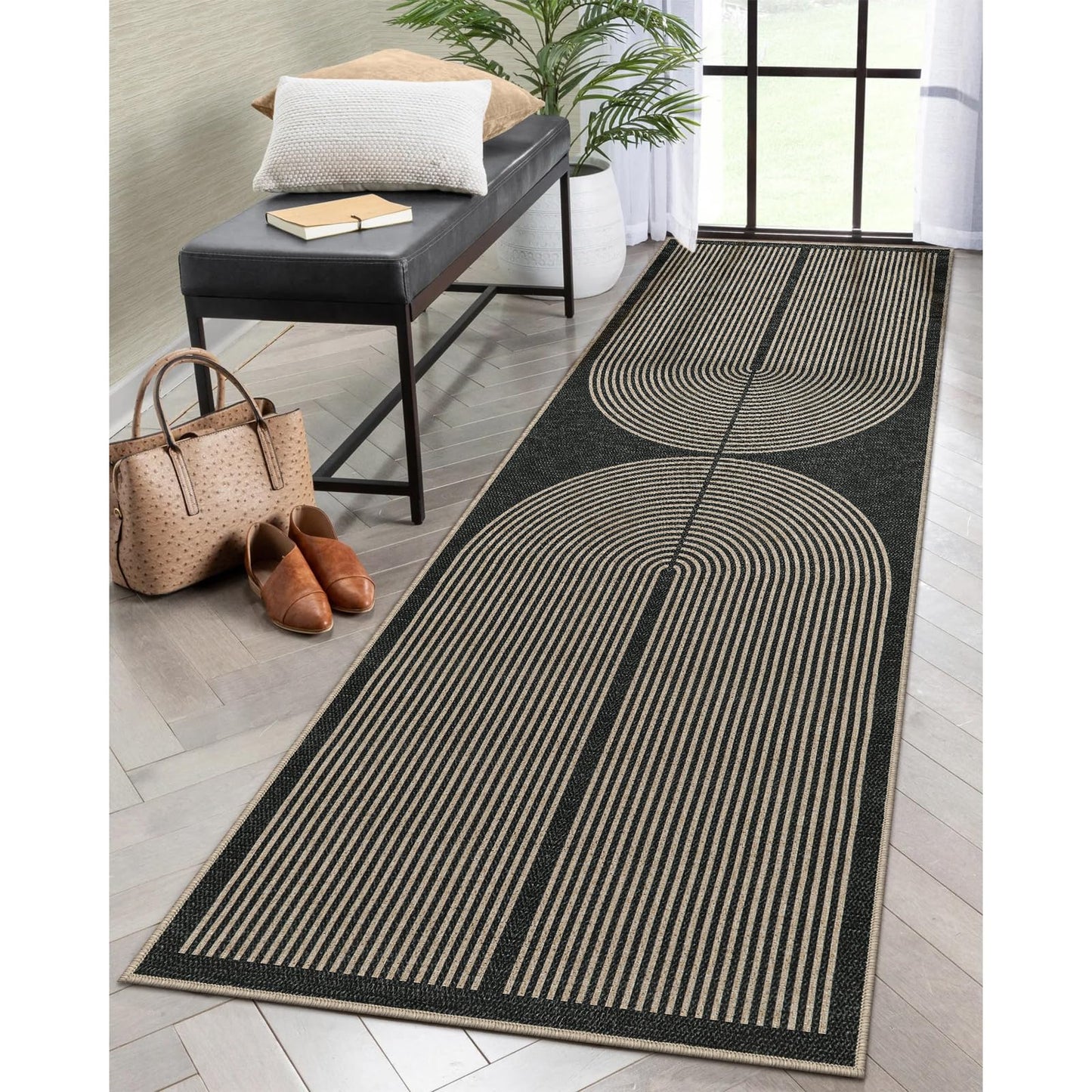 RUG ROBOT Modern Rainbow Easy Jute Rug, Patio Rug Washable Rugs for Entryway Farmhouse Area Rug, Non Slip Indoor Door Mat Contemporary Throw Rug for Laundry Guestroom Room Patio Decor