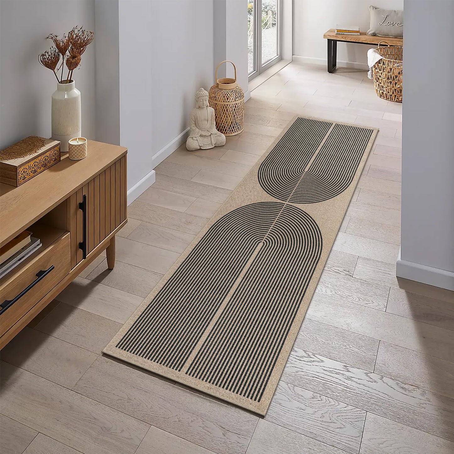 RUG ROBOT Modern Rainbow Easy Jute Rug, Patio Rug Washable Rugs for Entryway Farmhouse Area Rug, Non Slip Indoor Door Mat Contemporary Throw Rug for Laundry Guestroom Room Patio Decor