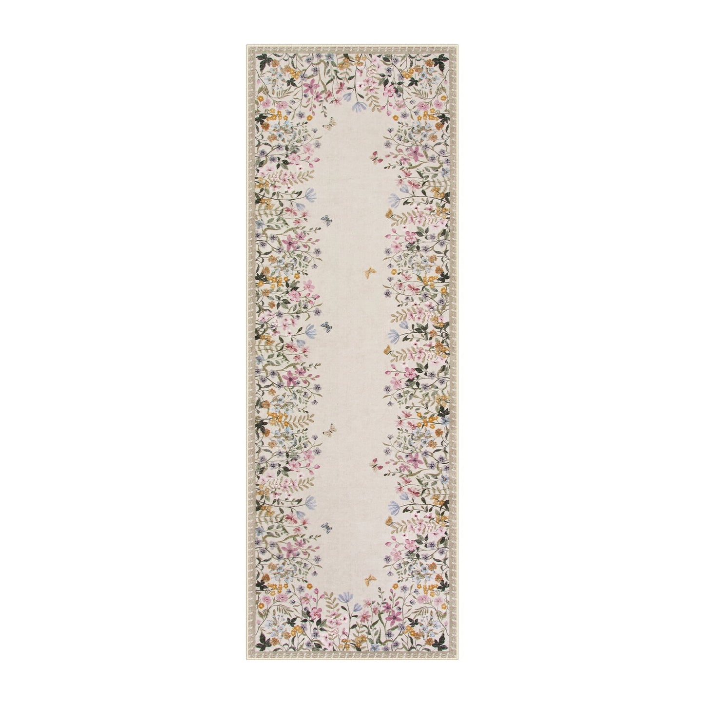 Wonnitar Floral Washable Rug, Rugs for Bedroom, Soft Low Pile Living Room Area Rug, Non-Slip Throw Carpet for Nursery Playroom