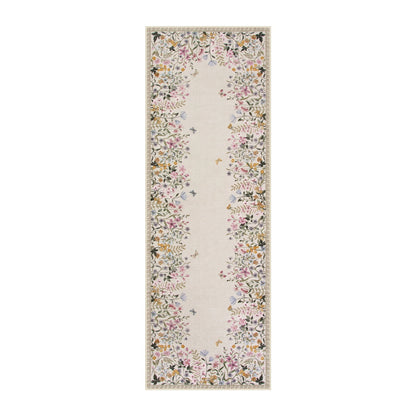 Wonnitar Floral Washable Rug, Rugs for Bedroom, Soft Low Pile Living Room Area Rug, Non-Slip Throw Carpet for Nursery Playroom