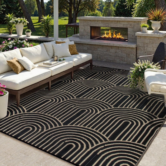 Lahome Decor Rainbow Outdoor Rug for Patio,Beach Mats Waterproof, Camping Rug for Outside RV, Portable Plastic Straw Outdoor Area Rug for Backyard, Garden, Pool Deck