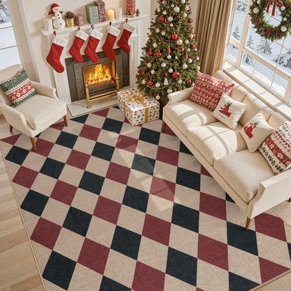 SUNDEREY Modern Geometric Area Rug, Washable Bedroom Rug,Checkerboard Indoor Outdoor Carpet, Farmhouse Checkered Non Slip Carpet for Office Couch Entrance Kitchen