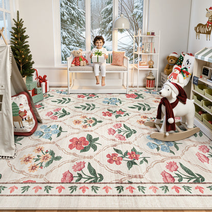 Lahome Decor Moroccan Boho Area Rugs,Large Washable Bedroom Rugs,Soft Non Slip Non-Shedding Kitchen Mat Indoor Office Carpet for Living Dining Playroom Nursery