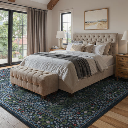 Lahome Floral Area Rugs – Soft Washable for Living Room & Bedroom, Boho Non Slip Low Pile Large Throw Carpet, Forest Stain Resistant, Ideal for Farmhouse Dining Room Office