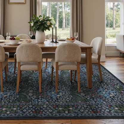 Lahome Floral Area Rugs – Soft Washable for Living Room & Bedroom, Boho Non Slip Low Pile Large Throw Carpet, Forest Stain Resistant, Ideal for Farmhouse Dining Room Office