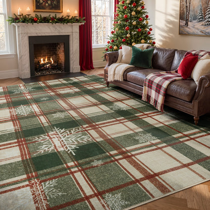 Lahome Christmas Rug,Area Rugs, Rugs for Living Room, Non-Slip Washable Rugs Stain Resistant Checkered Rug Xmas Holiday Throw Rug for ‎Dining Room Office