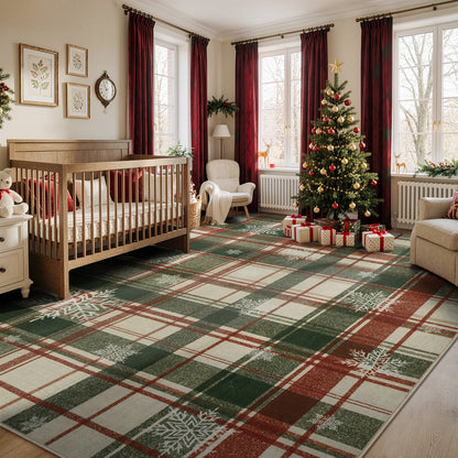 Lahome Christmas Rug,Area Rugs, Rugs for Living Room, Non-Slip Washable Rugs Stain Resistant Checkered Rug Xmas Holiday Throw Rug for ‎Dining Room Office
