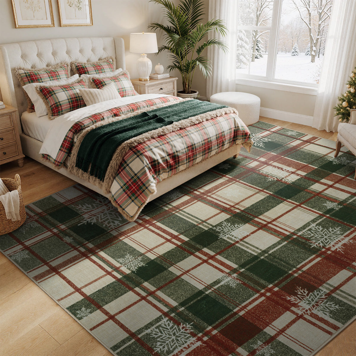 Lahome Christmas Rug,Area Rugs, Rugs for Living Room, Non-Slip Washable Rugs Stain Resistant Checkered Rug Xmas Holiday Throw Rug for ‎Dining Room Office