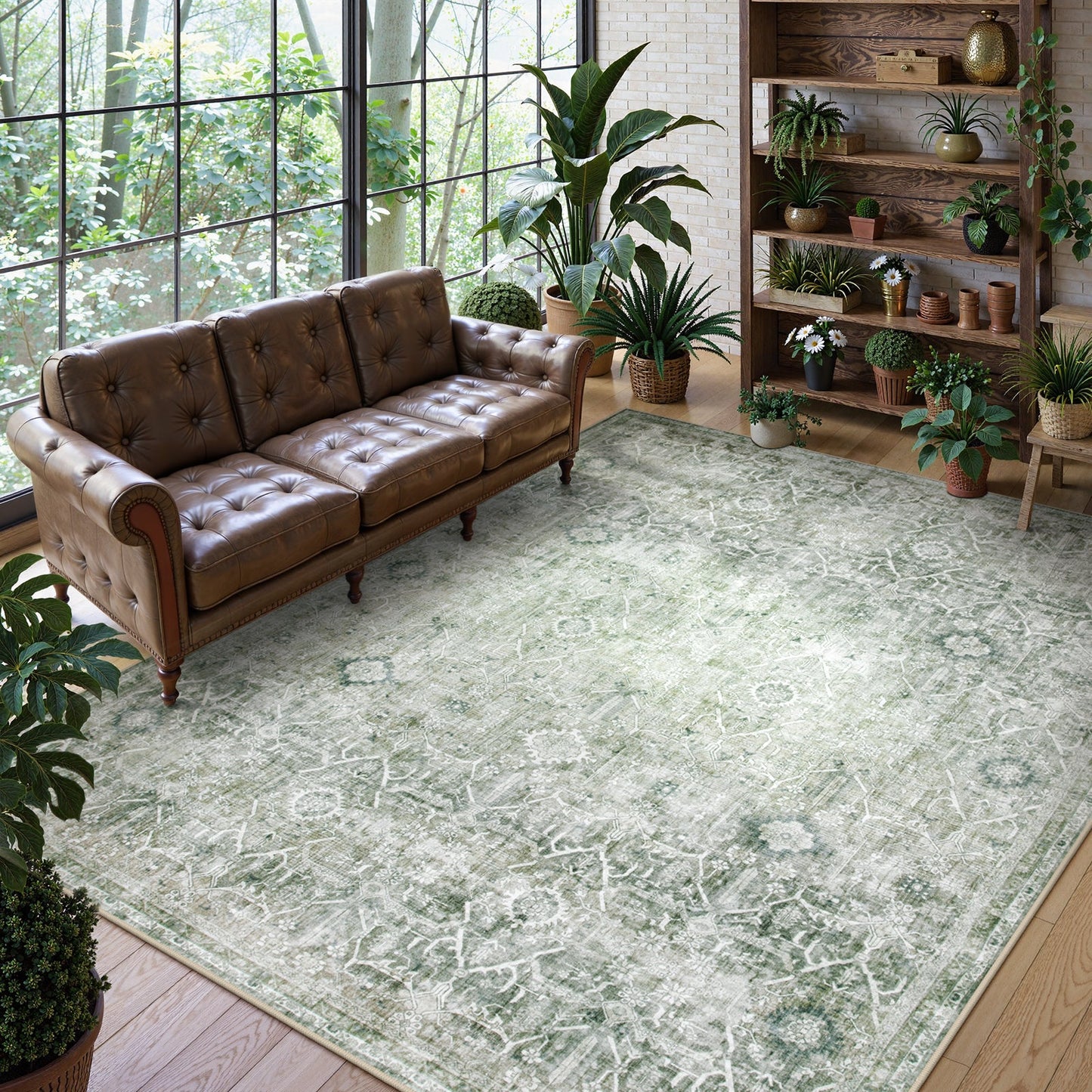 Lahome Decor Washable Area Rug,Boho Tribe Rugs for Living Room With Non-Slip Backing, Stain Resistant Non-Shed Carpet for Bedroom, Dining Room, Dorm, Office,Farmhouse Walmart Walmart 8' x 10' Green
