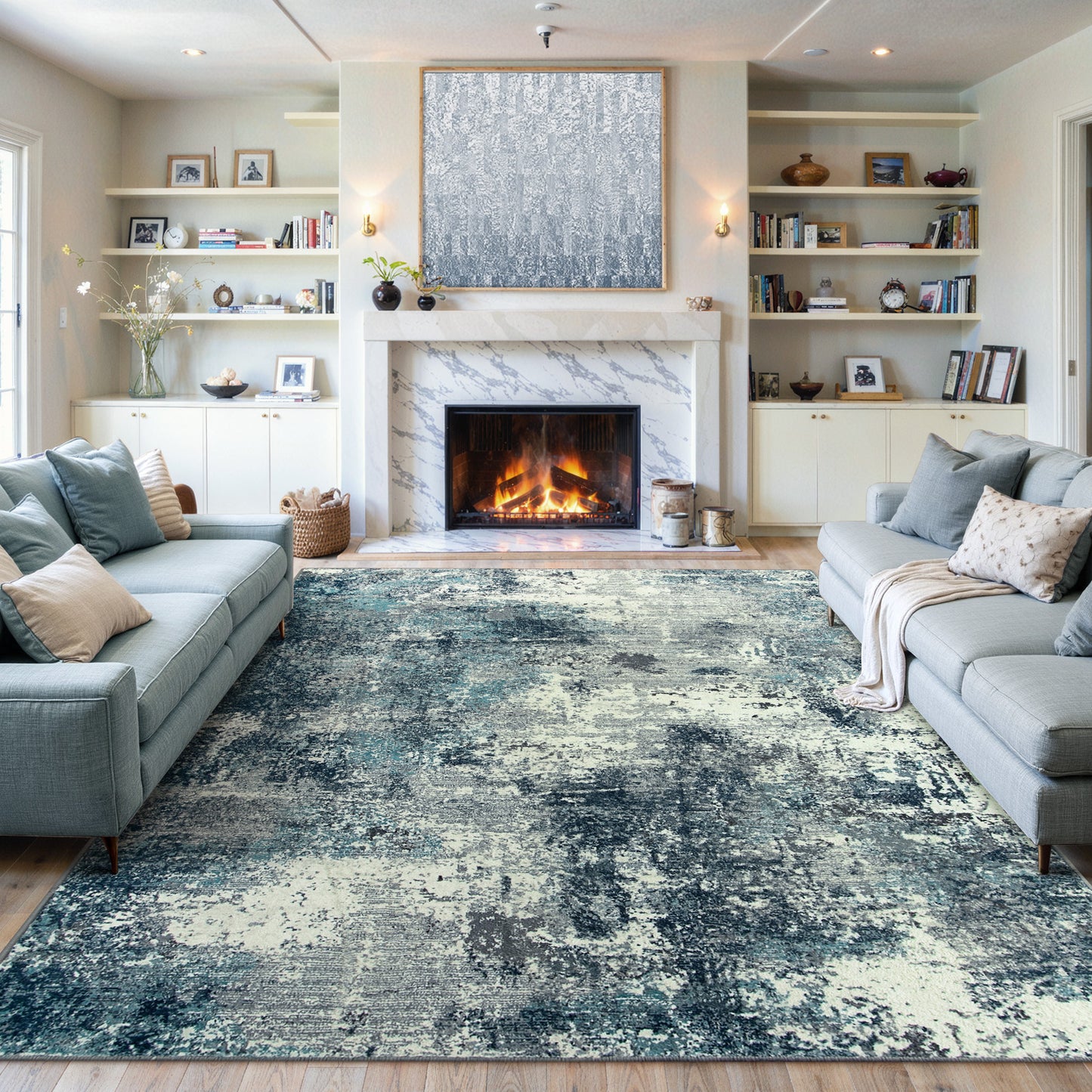 RUG ROBT Abstract Rug, Washable Bathroom Rug Non-Slip,Low-Pile Entryway Rug Indoor Mat,Soft Modern Throw Rug for Entrance Entry Kitchen Bedroom