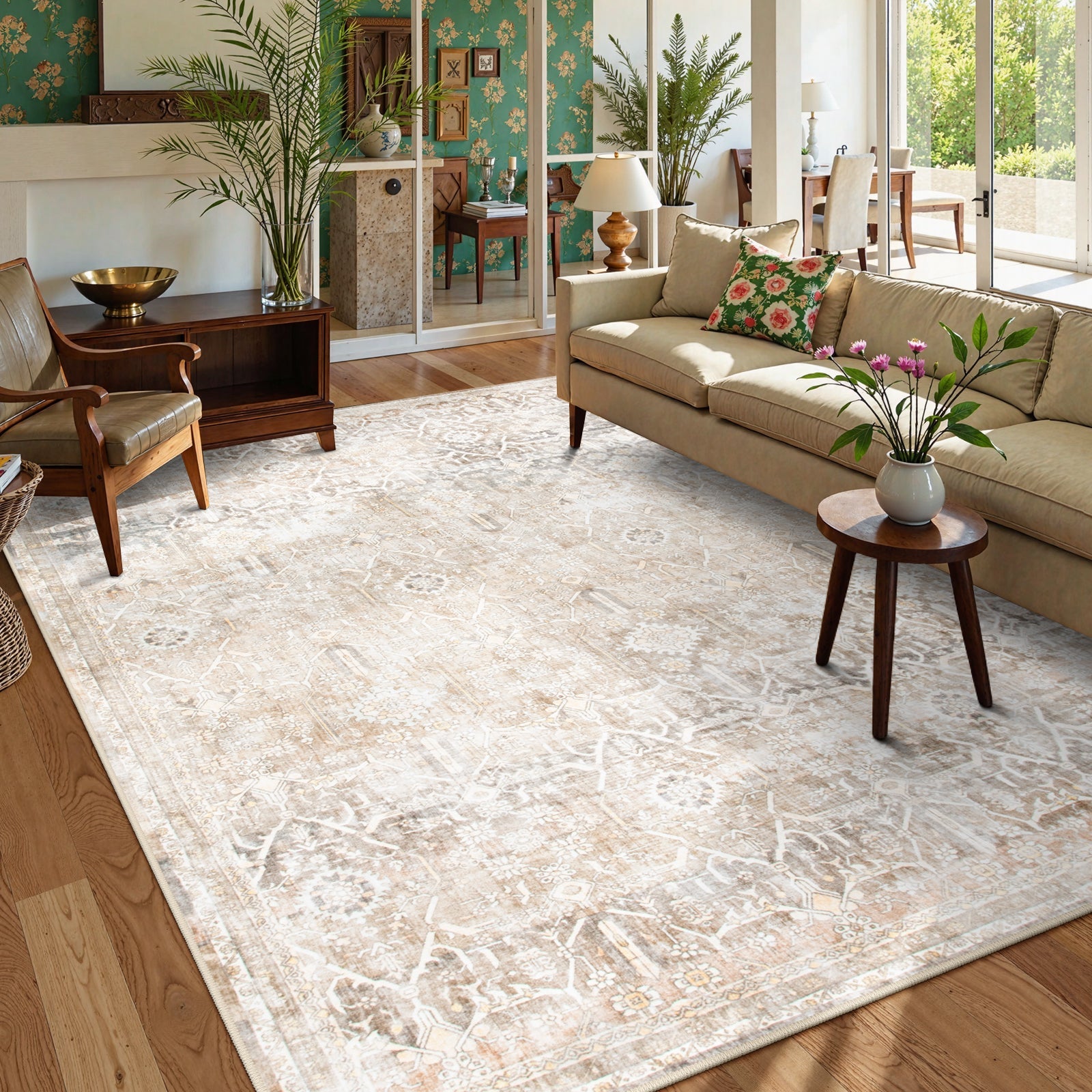 Lahome Decor Washable Area Rug,Boho Tribe Rugs for Living Room With Non-Slip Backing, Stain Resistant Non-Shed Carpet for Bedroom, Dining Room, Dorm, Office,Farmhouse Walmart Walmart