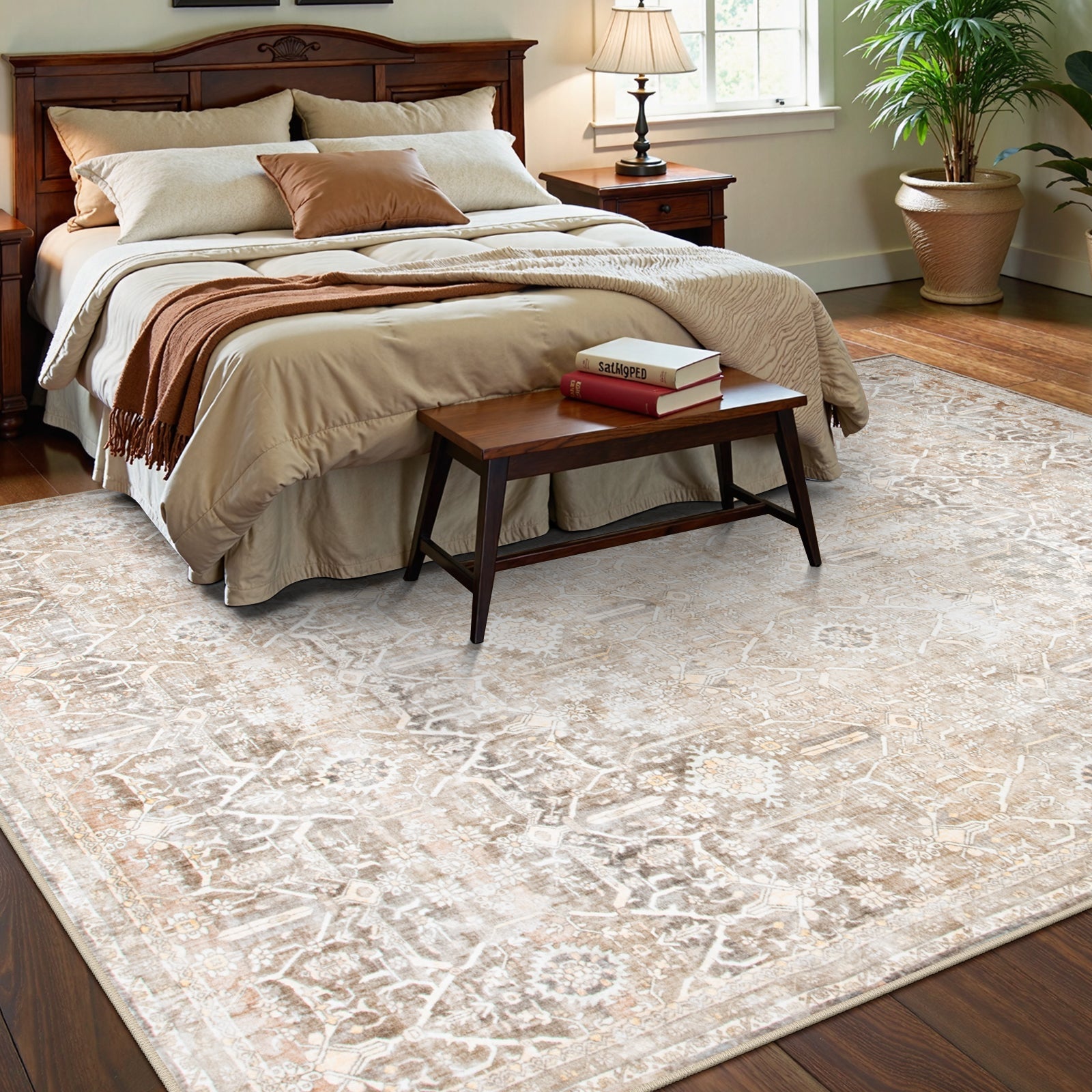 Lahome Decor Washable Area Rug,Boho Tribe Rugs for Living Room With Non-Slip Backing, Stain Resistant Non-Shed Carpet for Bedroom, Dining Room, Dorm, Office,Farmhouse Walmart Walmart