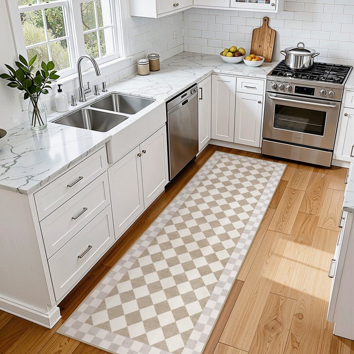 Wonnitar Checkered Area Rug, Washable Checkerboard Rug for Living Room, Non Slip Soft Low Pile Geometric Indoor Carpet for Bedroom, Nursery, Office