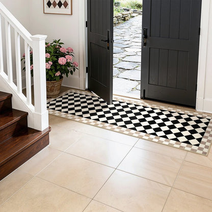 Wonnitar Checkered Area Rug, Washable Checkerboard Rug for Living Room, Non Slip Soft Low Pile Geometric Indoor Carpet for Bedroom, Nursery, Office