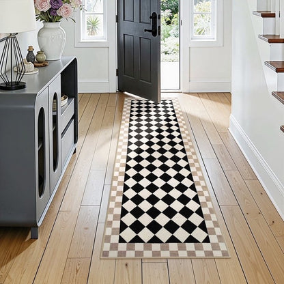 Wonnitar Checkered Area Rug, Washable Checkerboard Rug for Living Room, Non Slip Soft Low Pile Geometric Indoor Carpet for Bedroom, Nursery, Office