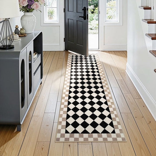 Wonnitar Checkered Area Rug, Washable Checkerboard Rug for Living Room, Non Slip Soft Low Pile Geometric Indoor Carpet for Bedroom, Nursery, Office