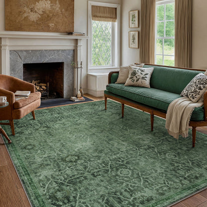 Lahome Decor Washable Area Rug,Boho Tribe Rugs for Living Room With Non-Slip Backing, Stain Resistant Non-Shed Carpet for Bedroom, Dining Room, Dorm, Office,Farmhouse Walmart Walmart 9'x12' Dark Green