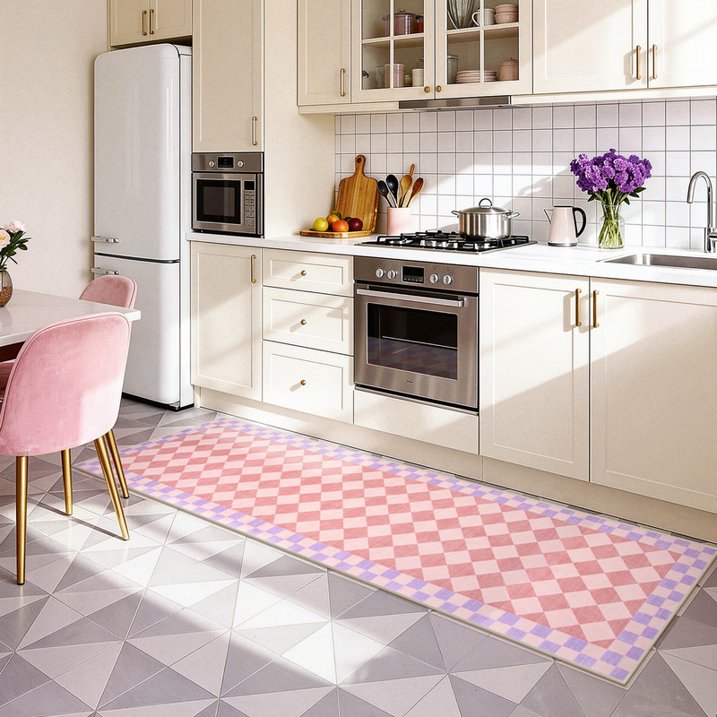Wonnitar Checkered Area Rug, Washable Checkerboard Rug for Living Room, Non Slip Soft Low Pile Geometric Indoor Carpet for Bedroom, Nursery, Office
