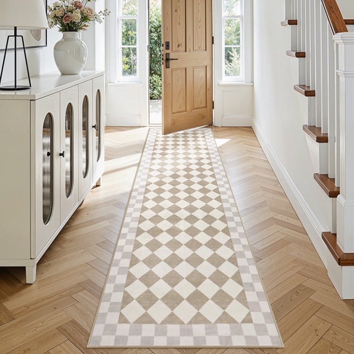 Wonnitar Checkered Area Rug, Washable Checkerboard Rug for Living Room, Non Slip Soft Low Pile Geometric Indoor Carpet for Bedroom, Nursery, Office