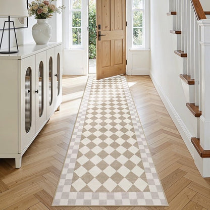Wonnitar Checkered Area Rug, Washable Checkerboard Rug for Living Room, Non Slip Soft Low Pile Geometric Indoor Carpet for Bedroom, Nursery, Office