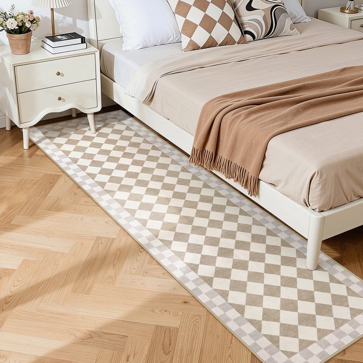 Wonnitar Checkered Area Rug, Washable Checkerboard Rug for Living Room, Non Slip Soft Low Pile Geometric Indoor Carpet for Bedroom, Nursery, Office